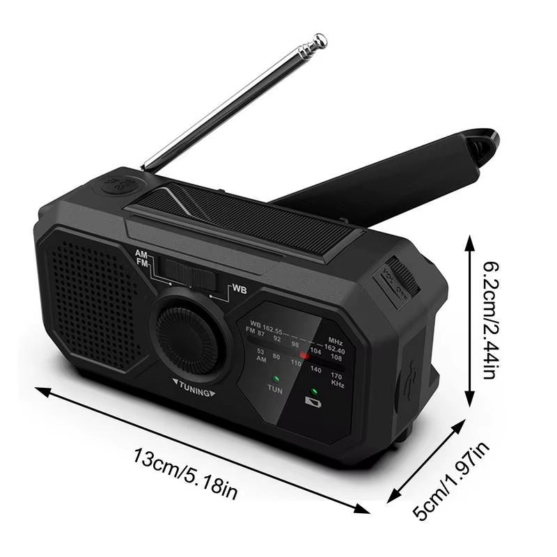 Wind up Radio USB Rechargeable Solar Powered Radio Mobile Charging FM Radio LED Flashlight Camping Hand-Cranked Lighting Radio