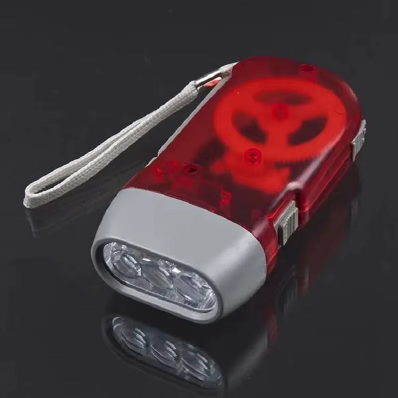 3 Colors Hand Pressing Dynamo Crank Power Wind up Flashlight Mini Self Generating Torch LED Camping Lamp Light for Outdoor Home