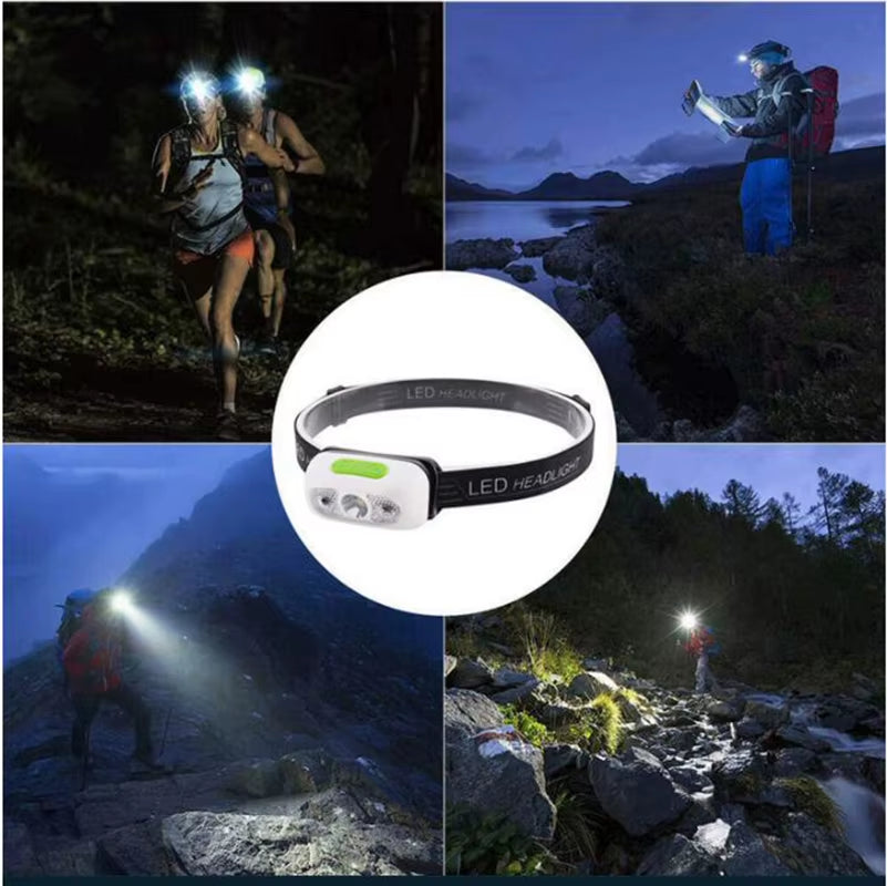 LED Head Light Sensor Headlight USB Rechargeable Head Torch Light Front Led Head Flashlight Super Bright Waterproof Headlamp