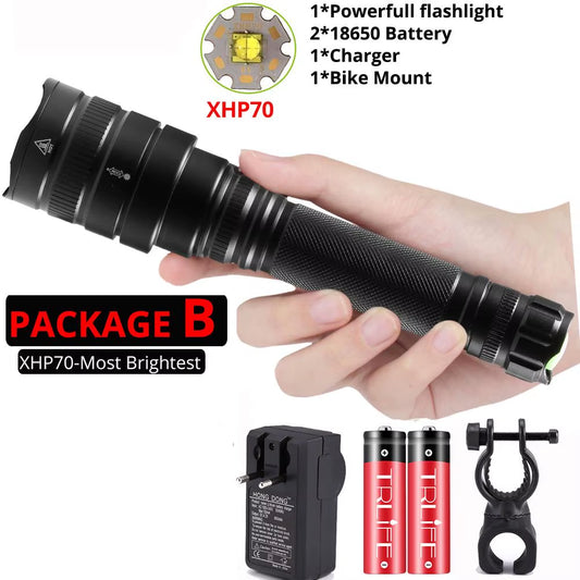 XHP70.2 LED Bike Light Ultra Bright Waterproof Linterna Led Torch Xhp70 Xhp50 18650 Best Camping, Bicycle Light,Outdoor