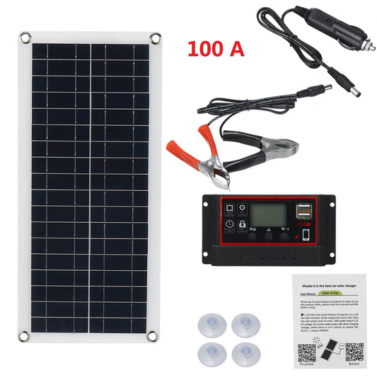 1000W Solar Panel 12V Solar Cell 10A-100A Controller Solar Panel for Phone RV Car MP3 PAD Charger Outdoor Battery Supply