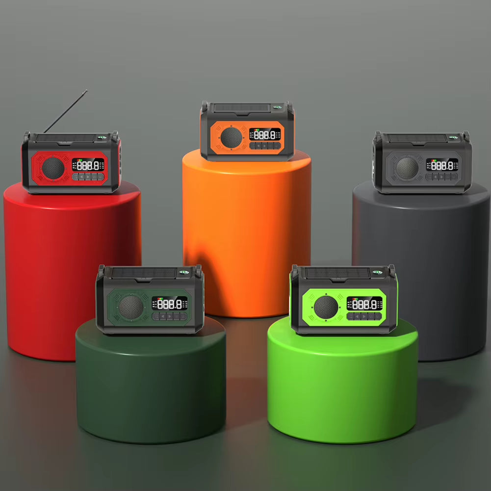 12000Mah Weather Alert Radio with 2 Solar Panels Solar Hand Crank Multifunction Radio Flashlight Power Bank for Outdoor Survival