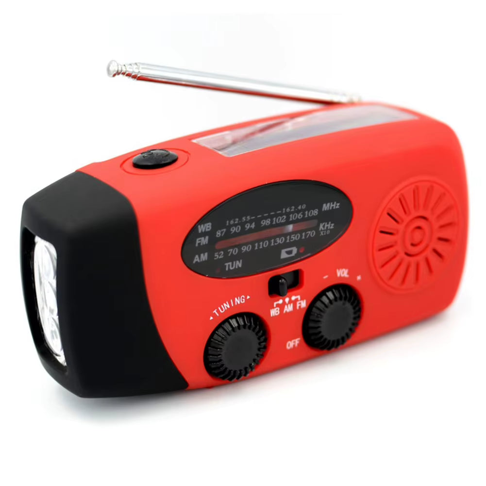 12000Mah Weather Alert Radio with 2 Solar Panels Solar Hand Crank Multifunction Radio Flashlight Power Bank for Outdoor Survival