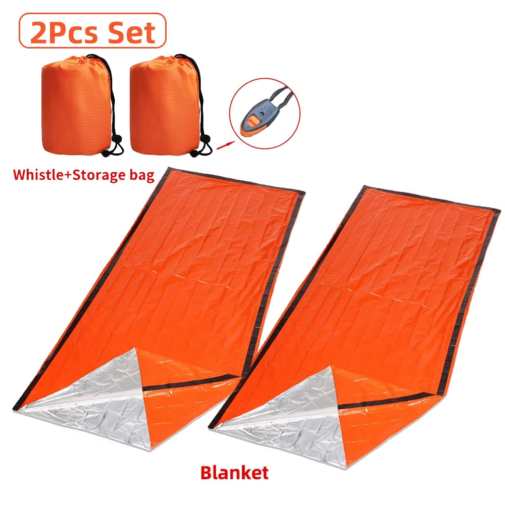 Portable Waterproof Emergency Survival Sleeping Bag Outdoor Camping Gear Thermal Sack First Aid Rescue Mylar Insulate Blanket