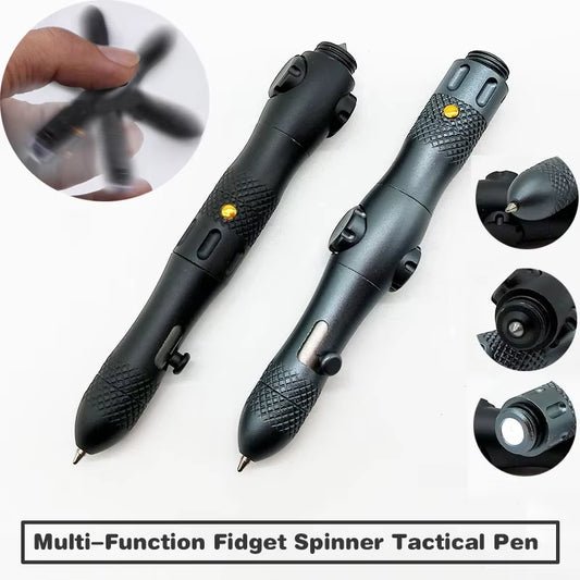 Multi-Function Spinner Self Defense Tactical Pen Flashlight Emergency Glass Breaker Outdoor Survival EDC Tools Drop Ship