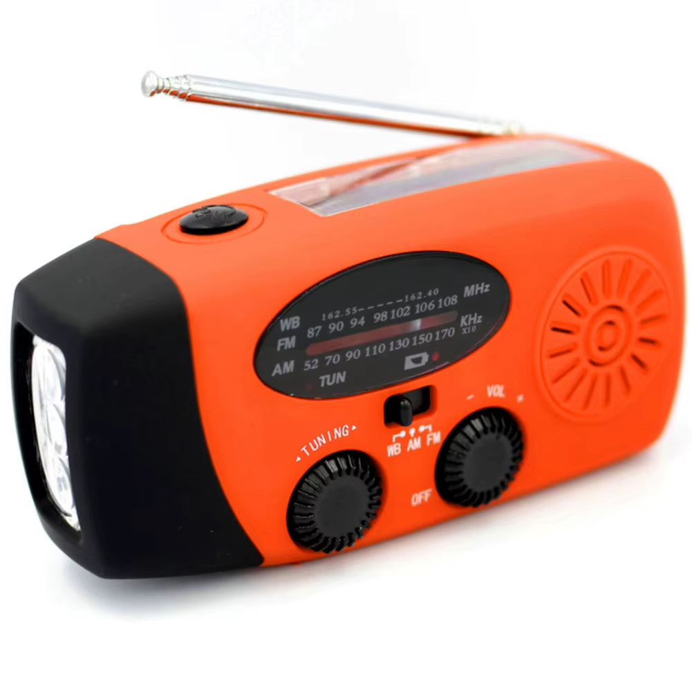 12000Mah Weather Alert Radio with 2 Solar Panels Solar Hand Crank Multifunction Radio Flashlight Power Bank for Outdoor Survival