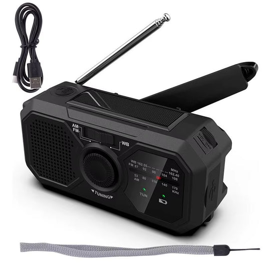 Wind up Radio USB Rechargeable Solar Powered Radio Mobile Charging FM Radio LED Flashlight Camping Hand-Cranked Lighting Radio