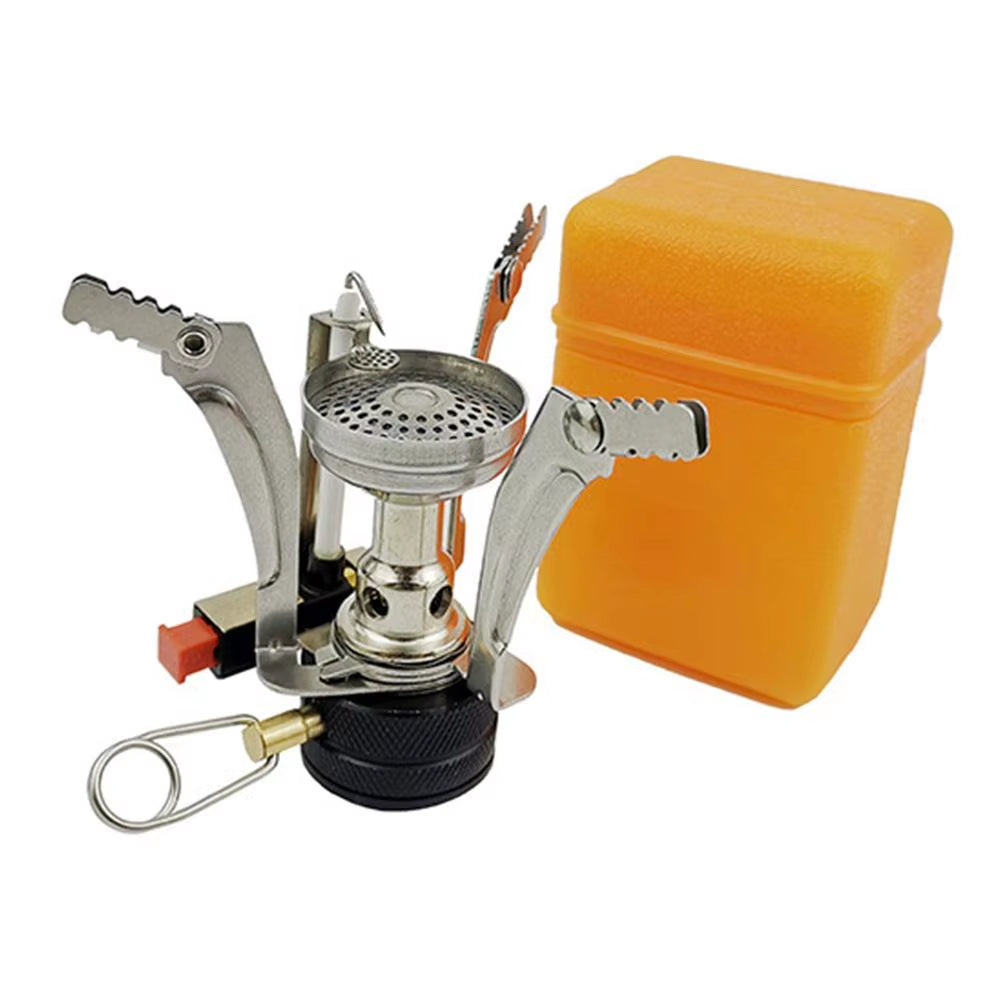 Outdoor Camping Gas Burner Mini Integrated Portable Gas Stove Stainless Steel Picnic Stove for Outdoor Camping Hiking Cooking