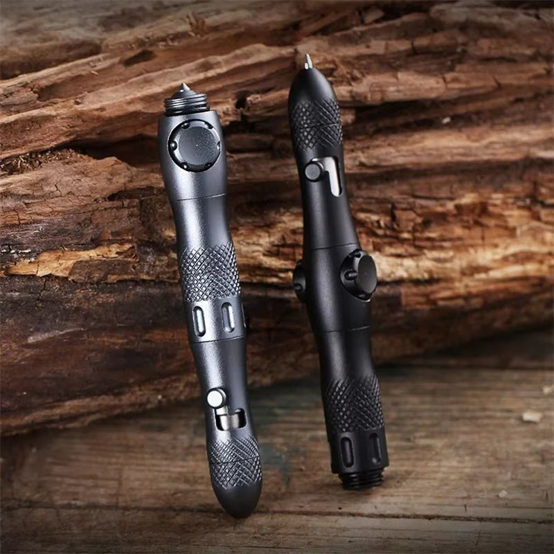 Multi-Function Spinner Self Defense Tactical Pen Flashlight Emergency Glass Breaker Outdoor Survival EDC Tools Drop Ship