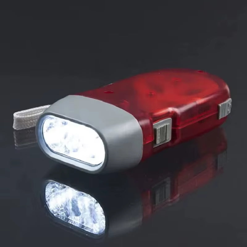 3 Colors Hand Pressing Dynamo Crank Power Wind up Flashlight Mini Self Generating Torch LED Camping Lamp Light for Outdoor Home