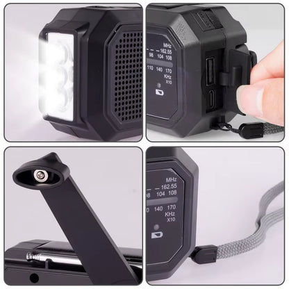 Wind up Radio USB Rechargeable Solar Powered Radio Mobile Charging FM Radio LED Flashlight Camping Hand-Cranked Lighting Radio