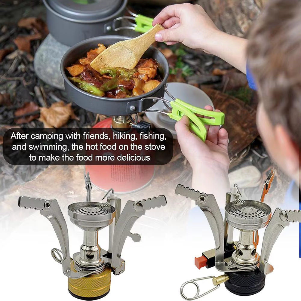 Outdoor Camping Gas Burner Mini Integrated Portable Gas Stove Stainless Steel Picnic Stove for Outdoor Camping Hiking Cooking