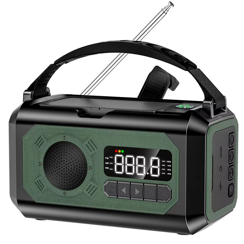 12000Mah Weather Alert Radio with 2 Solar Panels Solar Hand Crank Multifunction Radio Flashlight Power Bank for Outdoor Survival