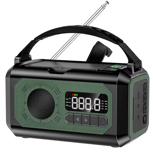 12000Mah Weather Alert Radio with 2 Solar Panels Solar Hand Crank Multifunction Radio Flashlight Power Bank for Outdoor Survival