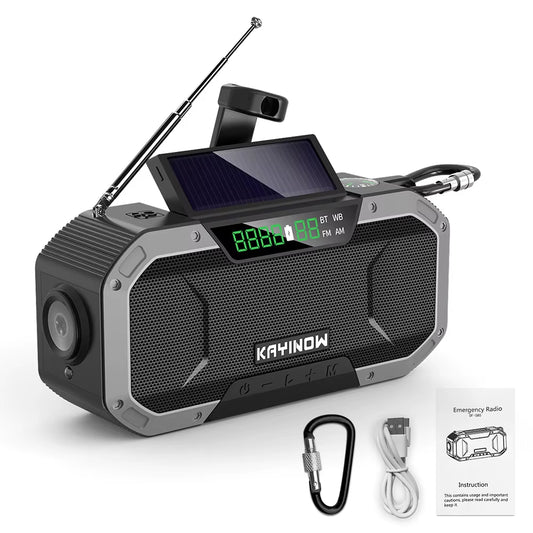 2023 KAYINOW Portable Emergency Solar Hand Crank Radio 5000Mah Power Bank Cranker Flash Light Camping Radio Survival Kit Radio