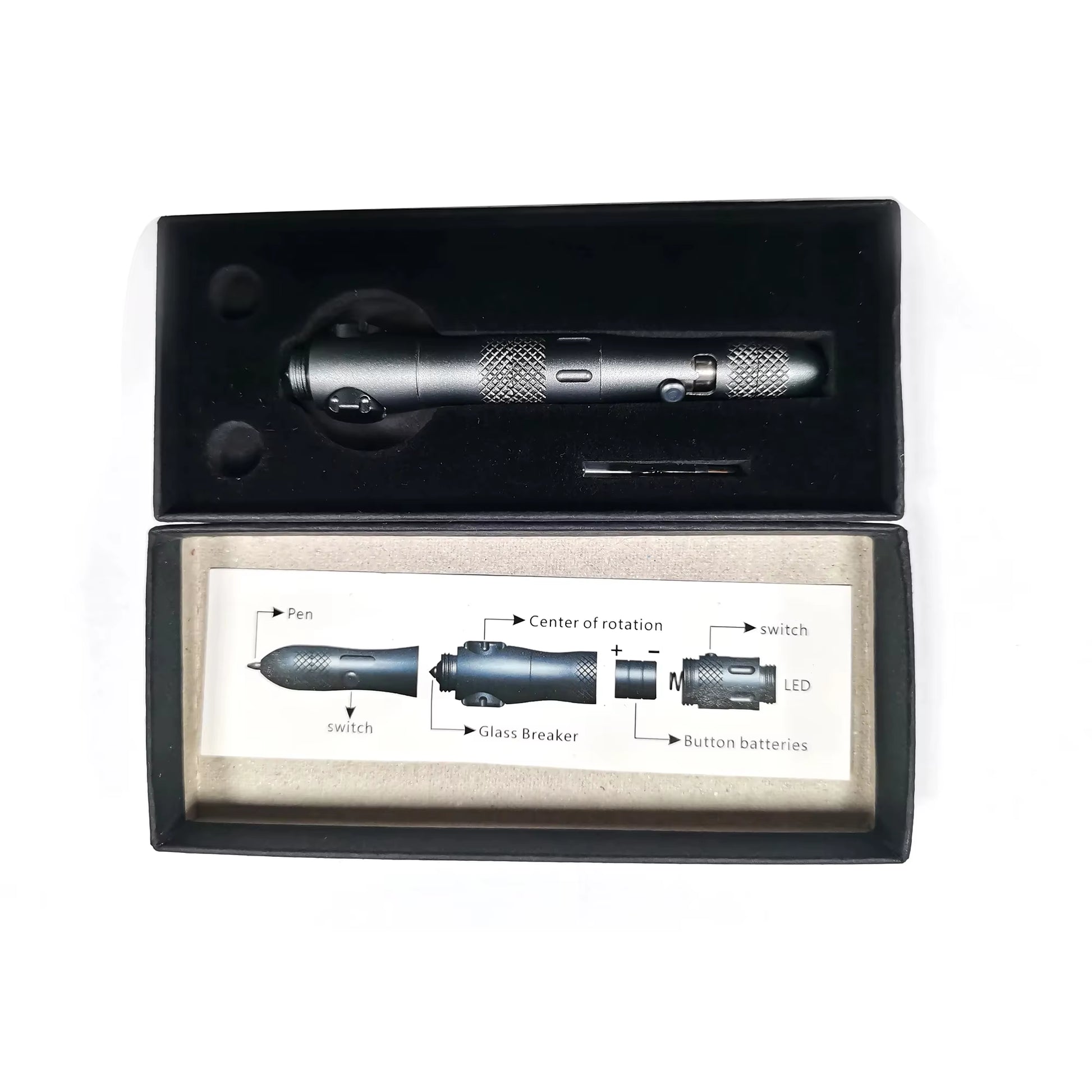 Multi-Function Spinner Self Defense Tactical Pen Flashlight Emergency Glass Breaker Outdoor Survival EDC Tools Drop Ship
